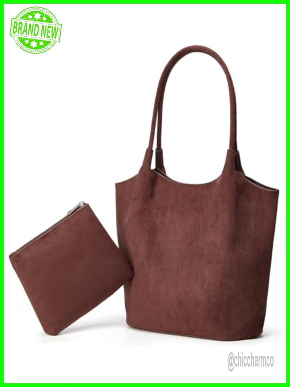 Faux Suede Bucket Bag Large Shoulder Tote Handbag Satchel